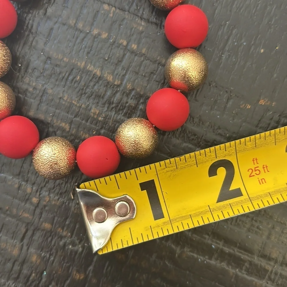 Brand new- Gold and red beaded chunky bracelet
